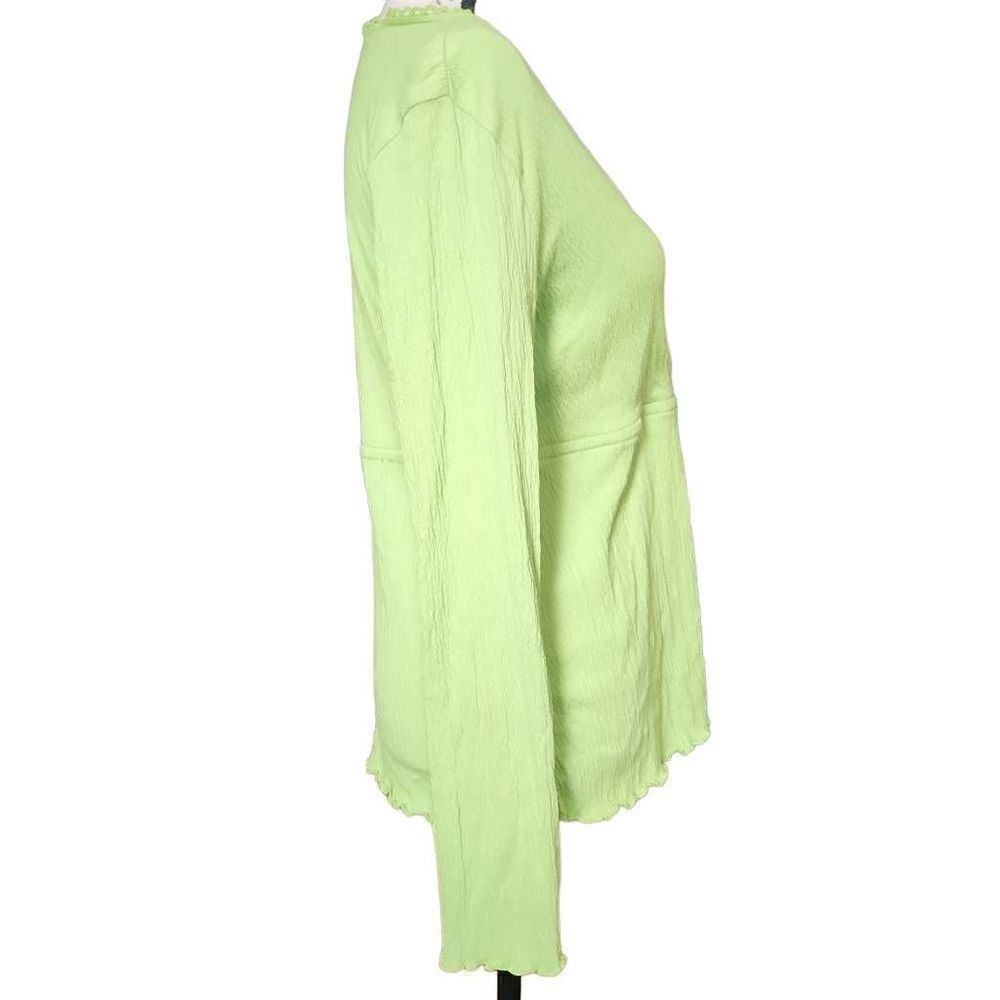Faded Glory Stretch Ladies Size Medium Lime Green V-Neck Wrap Long Sleeve Top - Picture 4 of 7